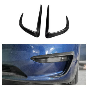 TESLA MODEL Y Dry Carbon Fiber V style Front Bumper Canards For 2021-UP